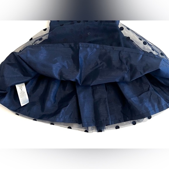 Carter's Elegant Navy Formal Dress w/Velvet Polka Dots & Bow Baby Girl 6 Months - Picture 5 of 6